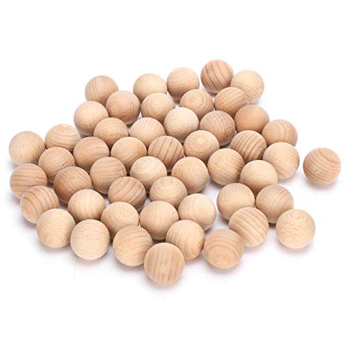 50 PCs Holzkugeln, unvollendete runde Holzkugeln 1 Zoll ohne Loch Holzperlen kleine Holzperlen für Handwerksbedarfsprojekte von Jwthee