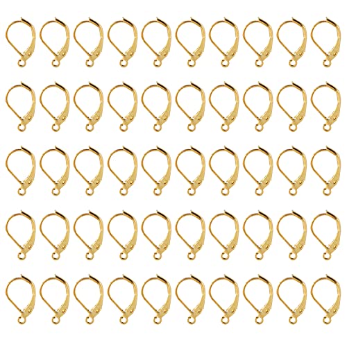 50 PCs Ohrringhaken, Hebelohrring -Erkenntnisse Dekorative Ohrdrahthaken Schmuck Erkenntnisse für Handwerksschmuck Herstellung (Gold) von Jwthee