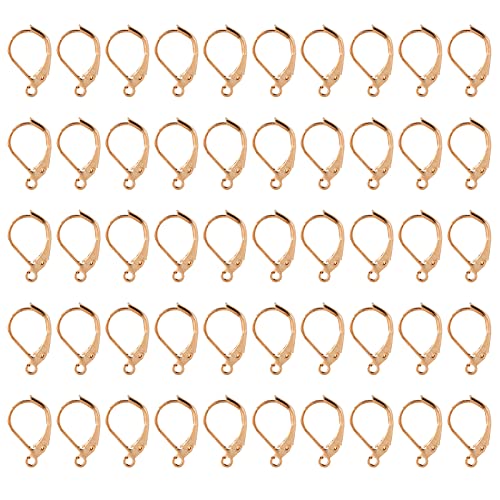 50 PCs Ohrringhaken, Hebelohrring -Erkenntnisse Dekorative Ohrdrahthaken Schmuck Erkenntnisse für Handwerksschmuck Herstellung (KC Gold) von Jwthee