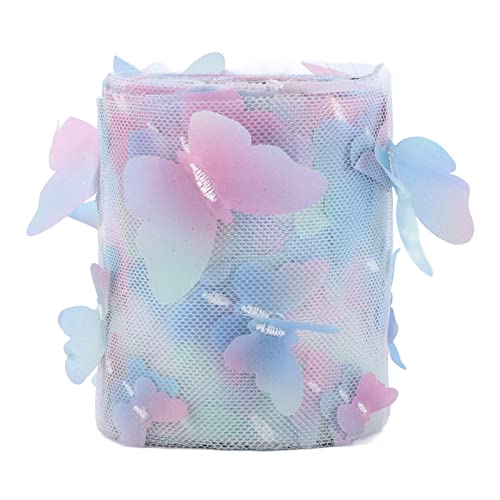 Buntes Schmetterling Glitzer Tüll Rollen, Regenbogen Tüll Stoffbrötchen Tüll Ribbon Netting Stoff Spulenband für Tutus Hochzeitsdekorationen Partydekorationen Wickeln Rockkleid (Gradient Blue) von Jwthee
