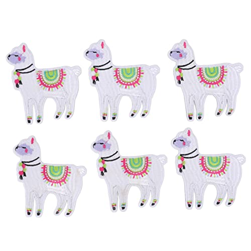 Cartoon Lama -Formflecken, 6 Stücke bestickte Lama -Eisen auf Patch auf dem Abzeichen für Kleidung, Hüte, Jacken, Rucksäcke, Löcher von Jwthee