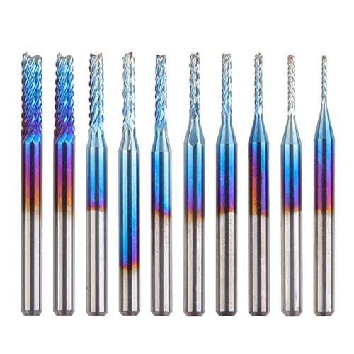 Endmühle Sets, 10pcs Wolframstahl -Endmühlen -Burrs End -Mahlen -Gravur -Bit -Bohrloch -Werkzeug zum Gravieren von 0,8-3,175 mm von Jwthee