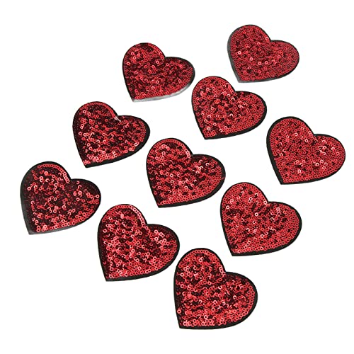Glänzende rote Herzpfade, 10 Stück rote Pailletten-Herz-Aufnäher zum Aufbügeln, Valentinstag, bestickt, dekorative Pfade für Kleidertaschen, Kleidungsstücke Glänzende rote Herzpfade, 10 Stück rote Pailletten-Herz-Aufnäher zum Aufbügeln, Valentinstag, bestickt, dekorative Pfade für Kleidertaschen, Kleidungsstücke von Jwthee