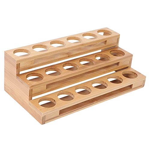 Jwthee 4-stöckiger Aufbewahrungsständer für ätherische Ölflaschen aus Holz, 35-mm-Loch-Regal für Lippenstifte, Nagellacke, Kommode, Make-up-Aufbewahrung, Organizer für ätherische Öle Jwthee 4-stöckiger Aufbewahrungsständer für ätherische Ölflaschen aus Holz, 35-mm-Loch-Regal für Lippenstifte, Nagellacke, Kommode, Make-up-Aufbewahrung, Organizer für ätherische Öle von Jwthee