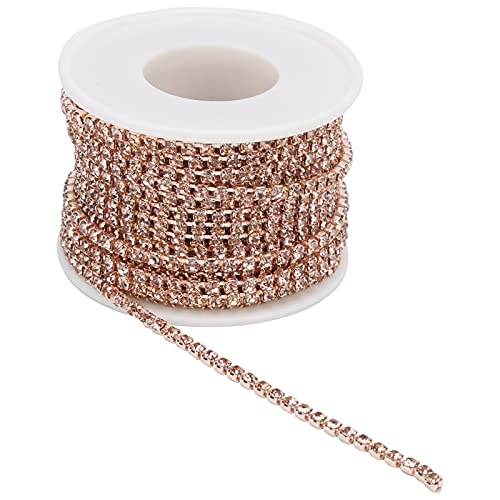 Strasskette, farbenfrohe Strass -Perlenketten -Glaskristall -Dekorationsverkleidung Schmuck Kristallverkleidung für Hochzeitsnähte Handwerkshandwerk (ss12 rose gold claw chain) von Jwthee