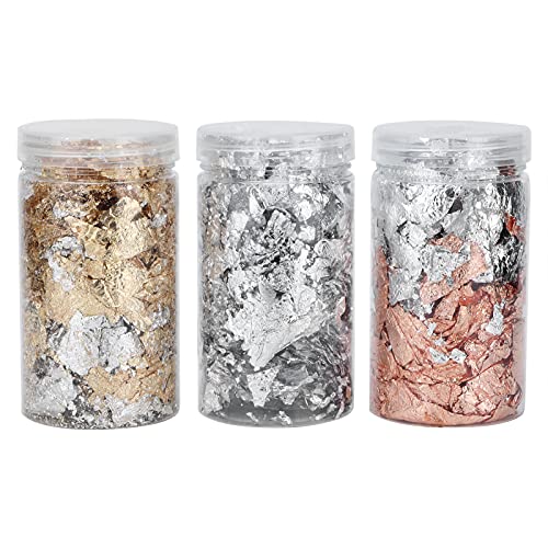 3 Stück Foil Flocken Gold Silber Rose Gold Folie Pinter Foil Pinter Foil Schmuck für Handwerk Herstellung Zubehör von Jxngery
