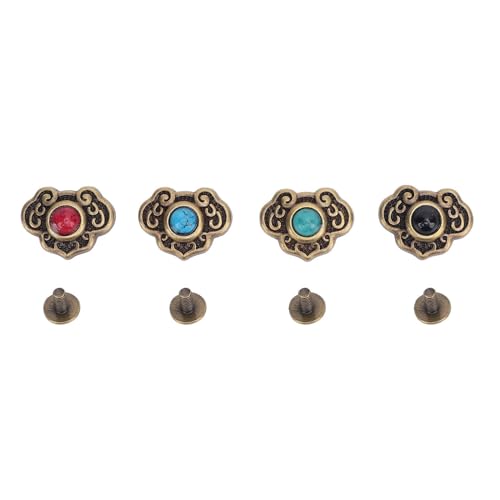 4 Set Vintage -Knöpfe Zinklegierung Ganodermie Muster Bronze Farbe Metallische Ornament Kleidungsknöpfe von Jxngery