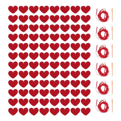 6 Pack Red Felt Hearts Garland Valentinstag Dekoration für romantisches Ambiente von Jxngery