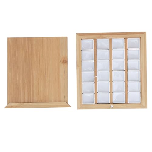 Jxngery Bambusholz mit Aquarellabletttablett 24 Wells Mischschale mit Deckelreisen von Jxngery
