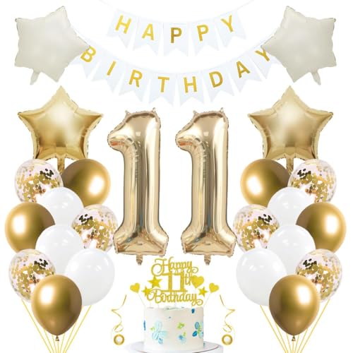 11. Geburtstag Deko Hell Gold Folienballon Zahl 11 Happy Birthday Banner Weiße MetalGold Luftballons Konfetti ballons Folienballon Stern Champagner Gold 11 Happy Birthday Tortendeko für Party Deko 11. Geburtstag Deko Hell Gold Folienballon Zahl 11 Happy Birthday Banner Weiße MetalGold Luftballons Konfetti ballons Folienballon Stern Champagner Gold 11 Happy Birthday Tortendeko für Party Deko von Jxuzh