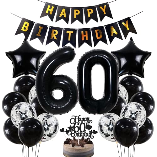 Geburtstagsdeko 60 Geburtstag Deko Jungen Mädchen Schwarz 60. Geburtstag Dekoration Schwarz Luftballons 60. Geburtstag Mädchen Junge Party Deko 60. Geburtstag Junge Mädchen 60 Jahre Geburtstagsdeko von Jxuzh