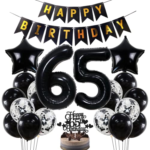 Geburtstagsdeko 65 Geburtstag Deko Jungen Mädchen Schwarz 65. Geburtstag Dekoration Schwarz Luftballons 65. Geburtstag Mädchen Junge Party Deko 65. Geburtstag Junge Mädchen 65 Jahre Geburtstagsdeko von Jxuzh