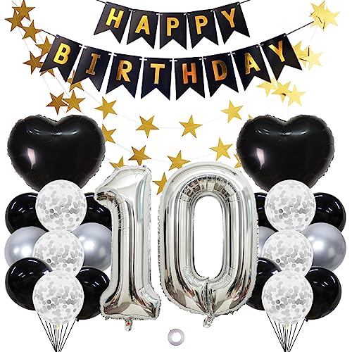 Jxuzh 10. Geburtstag Dekorationen Schwarz Silber Deko 10 Geburtstag Jungen 10 Jahre Kindergeburtstag Deko Luftballon 10. Geburtstag Luftballons Girlande 10 Jahre Geburtstagsdeko für Junge Mädchen Jxuzh 10. Geburtstag Dekorationen Schwarz Silber Deko 10 Geburtstag Jungen 10 Jahre Kindergeburtstag Deko Luftballon 10. Geburtstag Luftballons Girlande 10 Jahre Geburtstagsdeko für Junge Mädchen von Jxuzh
