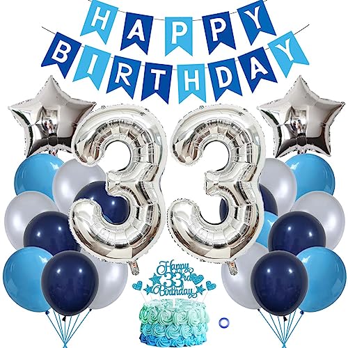 Jxuzh 33. Geburtstag Dekorationen Blau Silber Deko 33 Geburtstag Männer 33 Jahre Kindergeburtstag Deko Luftballon 33. Geburtstag Luftballons Girlande 33 Jahre Geburtstagsdeko für frauen Männer Jxuzh 33. Geburtstag Dekorationen Blau Silber Deko 33 Geburtstag Männer 33 Jahre Kindergeburtstag Deko Luftballon 33. Geburtstag Luftballons Girlande 33 Jahre Geburtstagsdeko für frauen Männer von Jxuzh