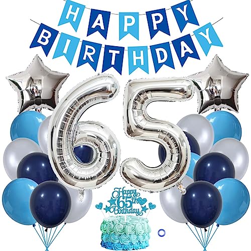 Jxuzh 65. Geburtstag Dekorationen Blau Silber - Deko für Männer und Frauen - Luftballons, Girlande, Kindergeburtstag Set - 65 Jahre Jubiläum Jxuzh 65. Geburtstag Dekorationen Blau Silber - Deko für Männer und Frauen - Luftballons, Girlande, Kindergeburtstag Set - 65 Jahre Jubiläum von Jxuzh