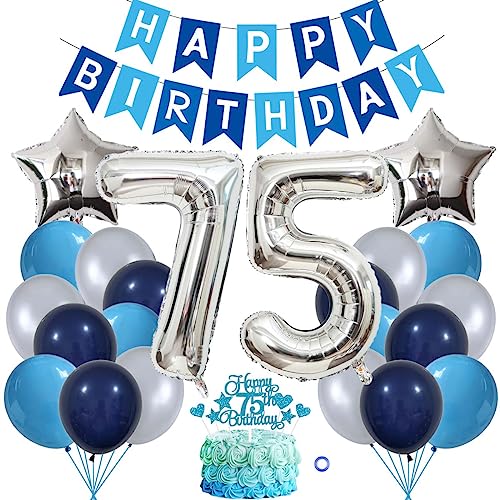 Jxuzh 75. Geburtstag Dekorationen Blau Silber Deko 75 Geburtstag Männer 75 Jahre Kindergeburtstag Deko Luftballon 75. Geburtstag Luftballons Girlande 75 Jahre Geburtstagsdeko für frauen Männer Jxuzh 75. Geburtstag Dekorationen Blau Silber Deko 75 Geburtstag Männer 75 Jahre Kindergeburtstag Deko Luftballon 75. Geburtstag Luftballons Girlande 75 Jahre Geburtstagsdeko für frauen Männer von Jxuzh