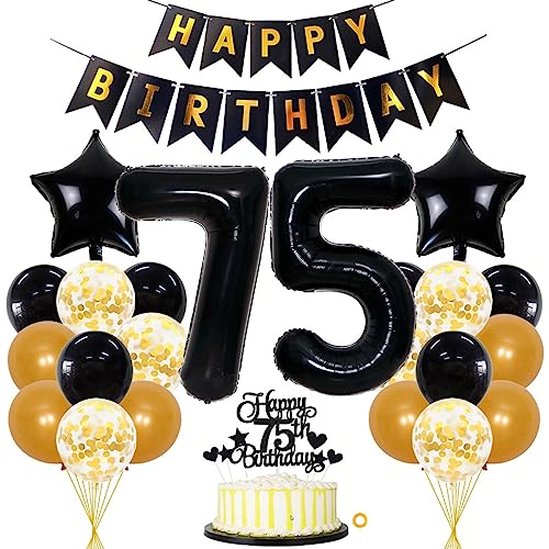 Jxuzh 75. Geburtstag Dekorationen Gold Schwarz Deko 75 Geburtstag Männer 75 Jahre Kindergeburtstag Deko Luftballon 75. Geburtstag Luftballons Girlande 75 Jahre Geburtstagsdeko für frauen männer Jxuzh 75. Geburtstag Dekorationen Gold Schwarz Deko 75 Geburtstag Männer 75 Jahre Kindergeburtstag Deko Luftballon 75. Geburtstag Luftballons Girlande 75 Jahre Geburtstagsdeko für frauen männer von Jxuzh
