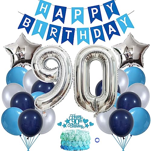 Jxuzh 90. Geburtstag Dekorationen Blau Silber Deko 90 Geburtstag Männer 90 Jahre Kindergeburtstag Deko Luftballon 90. Geburtstag Luftballons Girlande 90 Jahre Geburtstagsdeko für frauen Männer Jxuzh 90. Geburtstag Dekorationen Blau Silber Deko 90 Geburtstag Männer 90 Jahre Kindergeburtstag Deko Luftballon 90. Geburtstag Luftballons Girlande 90 Jahre Geburtstagsdeko für frauen Männer von Jxuzh