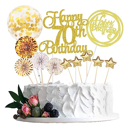 Jxuzh Cake Topper 70 Kuchendeko Geburtstag Gold Happy 70.birthday Kuchendeko 70. Geburtstag Tortendeko 70 Schwarz 70. Geburtstag Kuchen Deko 70 Geburtstag Frau Happy Birthday 70 Geburstagstorte Deko von Jxuzh