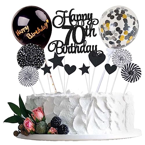 Jxuzh Cake Topper 70 Kuchendeko Geburtstag Schwarz Happy 70.birthday Kuchendeko 70.Geburtstag Tortendeko 70 Schwarz 70.Geburtstag Kuchen Deko 70 Geburtstag Frau Happy Birthday 70 Geburstagstorte Deko von Jxuzh