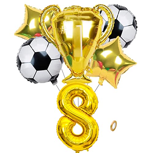 Jxuzh Fussball Geburtstag Fußball Party Deko Zubehör Fußball Geburtstagsdeko Jungen Luftballon 8. Geburtstag Junge Soccer Party Fußball Ballons Deko Stern Ballon Golden Fußballfan Kindergeburtstag von Jxuzh