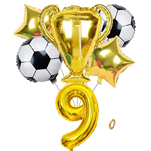 Jxuzh Fussball Geburtstag Fußball Party Deko Zubehör Fußball Geburtstagsdeko Jungen Luftballon 9. Geburtstag Junge Soccer Party Fußball Ballons Deko Stern Ballon Golden Fußballfan Kindergeburtstag von Jxuzh