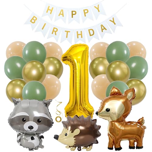 Jxuzh Luftballon 1. Geburtstag Tiere Junge Mädchen Geburtstag Deko Grün Dschungel Kindergeburtstag Deko 1 Jahre Waldtiere Geburtstag Deko 1 Jahr Deko Geburtstag 1 Jahre Junge 1. Geburtstag Dschungel von Jxuzh