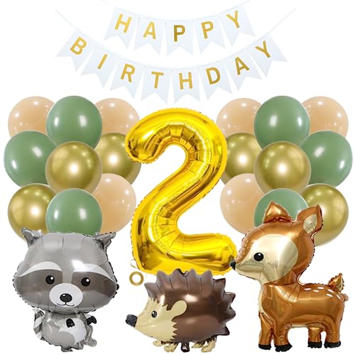 Jxuzh Luftballon 2. Geburtstag Tiere Junge Mädchen Geburtstag Deko Grün Dschungel Kindergeburtstag Deko 2 Jahre Waldtiere Geburtstag Deko 2 Jahr Deko Geburtstag 2 Jahre Junge 2. Geburtstag Dschungel von Jxuzh