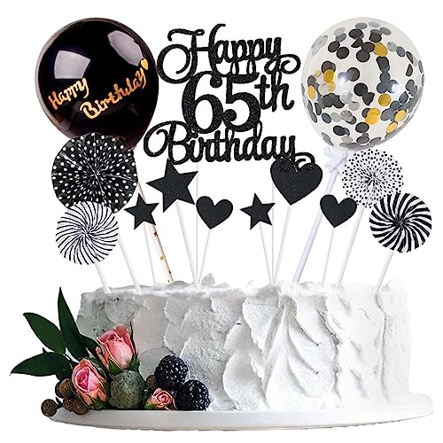 Jxuzh Tortendeko 65 Geburtstag Schwarz Kuchen Topper Cake Topper 65 Kuchendeko Geburtstag Happy 65 Birthday Kuchen Deko 65 Geburtstag Männer Tortendeko 65 Geburtstag Frau 65. Geburtstag Kuchen Deko von Jxuzh