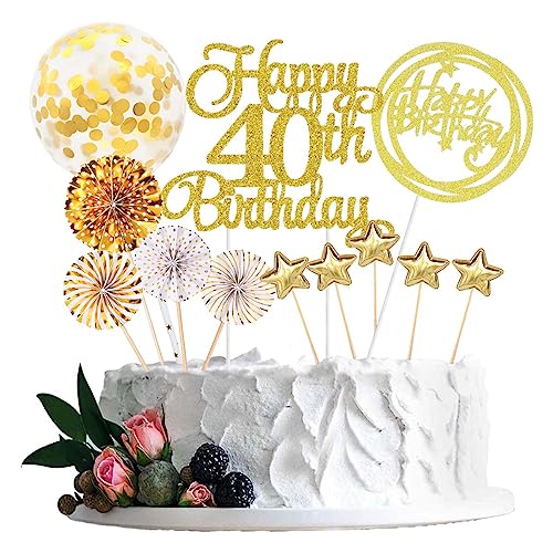 Jxzuh Tortendeko 40 Geburtstag Gold Frau Männer Happy Birthday 40 Glitter Cake Topper 40.kuchendeko Geburtstag Happy 40th Birthday Tortendeko 40 Jahre Geburtstag Kuchen Deko 40 Geburtstag Frau von Jxuzh