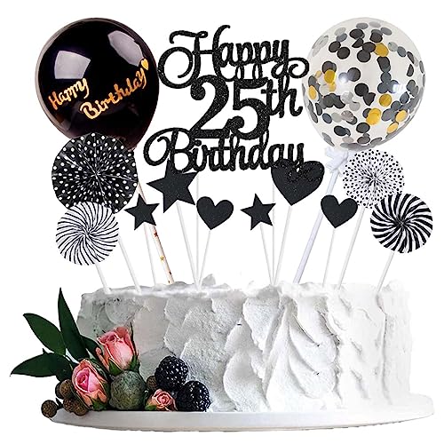 Tortendeko 25 Geburtstag Schwarz Junge Mädchen Happy Birthday 25 Glitter Cake Topper 25.kuchendeko Geburtstag Happy 25th Birthday Tortendeko 25 Jahre Geburtstag Kuchen Deko 25 Geburtstag Mädchen von Jxuzh