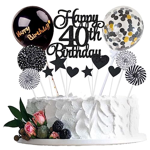 Tortendeko 40 Geburtstag Schwarz Frau Männer Happy Birthday 40 Glitter Cake Topper 40.kuchendeko Geburtstag Happy 40th Birthday Tortendeko 40 Jahre Geburtstag Kuchen Deko 40 Geburtstag Frau von Jxuzh