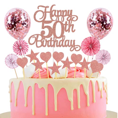 Tortendeko 50 Geburtstag Rosegold Junge Mädchen Happy Birthday 50 Glitter Cake Topper 50.kuchendeko Geburtstag Happy 50th Birthday Tortendeko 50 Jahre Geburtstag Kuchen Deko 50 Geburtstag Mädchen von Jxuzh