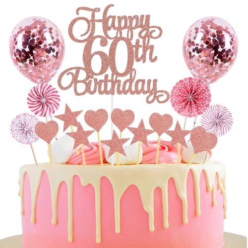 Tortendeko 60 Geburtstag Rosegold Junge Mädchen Happy Birthday 60 Glitter Cake Topper 60.kuchendeko Geburtstag Happy 60th Birthday Tortendeko 60 Jahre Geburtstag Kuchen Deko 60 Geburtstag Mädchen von Jxuzh