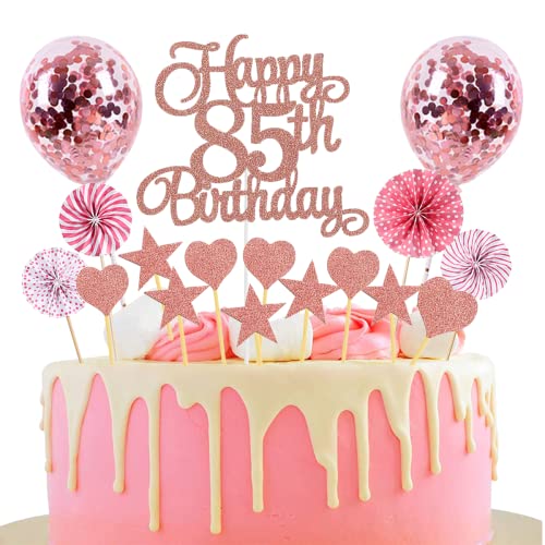 Tortendeko 85 Geburtstag Rosegold Junge Mädchen Happy Birthday 85 Glitter Cake Topper 85.kuchendeko Geburtstag Happy 85th Birthday Tortendeko 85 Jahre Geburtstag Kuchen Deko 85 Geburtstag Mädchen von Jxuzh