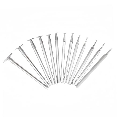 Diamant-Bits Set, 13-teilig, 2,35 mm Schaft, T-Kopf-Schleiffräser zum Schnitzen, Gravieren und Polieren, kompatibel mit Drehwerkzeugen für Stein, Glas, Schmuck und mehr von Jyinelx