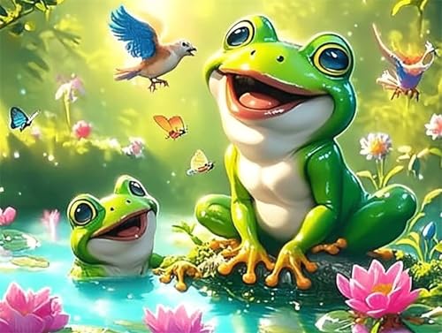 Diamond Painting Erwachsene Diamant Painting Bilde Kleiner Frosch 5D Diamond-Painting Basteln Set Kinder Diy Full Drill Mosaikherstellung Bastelset für Living Room Office Square Drill 30x40cm D10240 von Jynhbl
