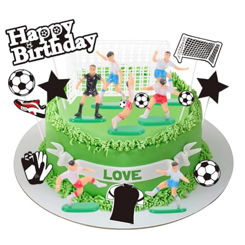 Fußball Topper Tortendeko, 20 Pcs Fußball Figuren Ornamente, Football Party Cupcake Toppers Deko für Kinder Fans Geburtstag Party von JynxtoyZeal
