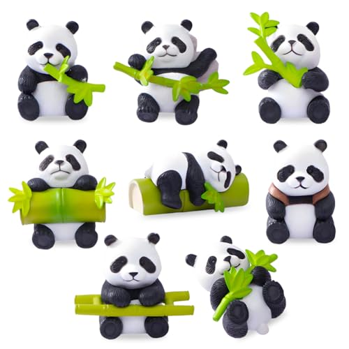 Panda Kuchen Dekoration, 8 Stück Miniatur Figuren Ornamente, Panda Kuchendeckel, Panda Gartenpuppe Dekoration, Für Gartendeko Kuchendeko Handwerk Party Geschenk von JynxtoyZeal