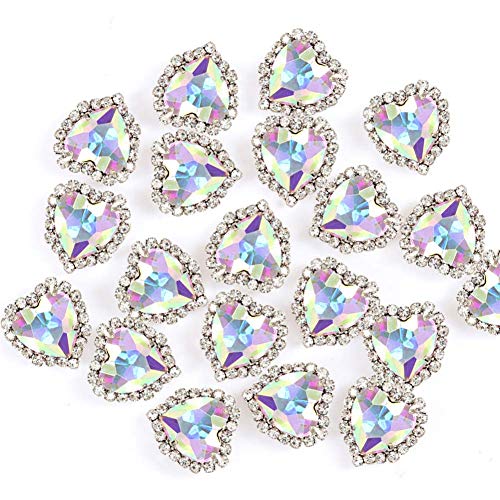 Herz-Strasssteine, zum Aufnähen, 14 mm, flache Rückseite, AB, 20 Stück Herz-Strasssteine, zum Aufnähen, 14 mm, flache Rückseite, AB, 20 Stück von Jyukan