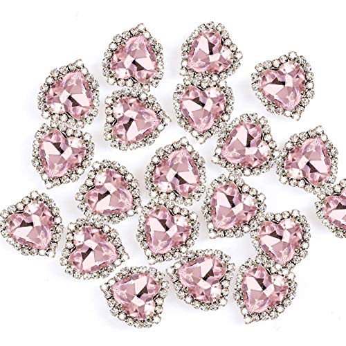 Herz-Strasssteine, zum Aufnähen, 14 mm, flache Rückseite, Pink, 20 Stück Herz-Strasssteine, zum Aufnähen, 14 mm, flache Rückseite, Pink, 20 Stück von Jyukan