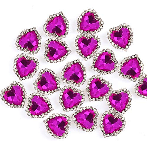 Herz-Strasssteine, zum Aufnähen, 14 mm, flache Rückseite, Rose, 20 Stück Herz-Strasssteine, zum Aufnähen, 14 mm, flache Rückseite, Rose, 20 Stück von Jyukan