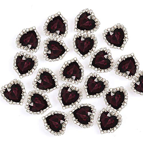 Herz-Strasssteine, zum Aufnähen, 14 mm, flache Rückseite, Violett, 20 Stück von Jyukan
