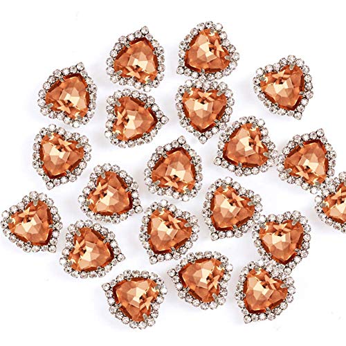 Herz-Strasssteine, zum Aufnähen, 14 mm, flache Rückseite, Wasserrot, 20 Stück von Jyukan
