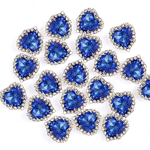 Herz-Strasssteine zum Aufnähen, mit Diamanten, 14 mm, flache Rückseite, Hellblau, 20 Stück Herz-Strasssteine zum Aufnähen, mit Diamanten, 14 mm, flache Rückseite, Hellblau, 20 Stück von Jyukan