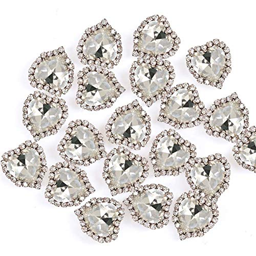 Herz-Strasssteine zum Aufnähen, mit Diamanten, 14 mm, flache Rückseite, Weiß, 20 Stück Herz-Strasssteine zum Aufnähen, mit Diamanten, 14 mm, flache Rückseite, Weiß, 20 Stück von Jyukan