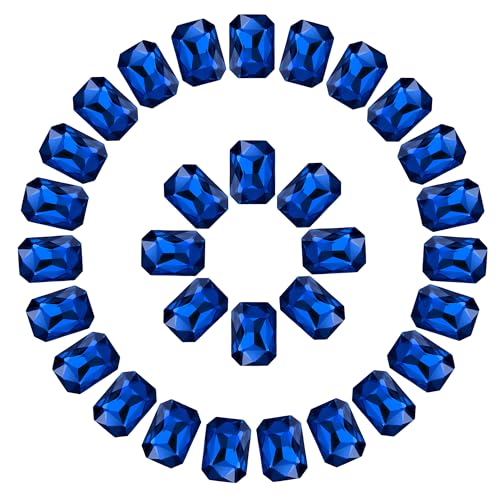 Rechteckige Strasssteine, achteckige Spitze, Glassteine, facettierte Strasssteine mit versilberter Beschichtung, zum Basteln, Schmuckherstellung, 10 x 14 mm, 50 Stück, Königsblau von Jyukan