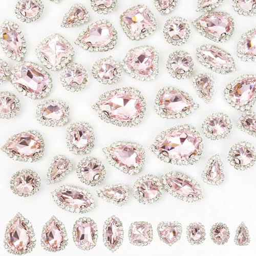 Strasssteine zum Aufnähen, flache Rückseite, Glas-Strasssteine mit silberfarbener Kralle, zum Aufnähen, Kristall-Mix-Formen, Edelsteine für Handwerk, Kostüm, Hochzeitsstrauß, Schuhe, Hut, Rosa, 45 Strasssteine zum Aufnähen, flache Rückseite, Glas-Strasssteine mit silberfarbener Kralle, zum Aufnähen, Kristall-Mix-Formen, Edelsteine für Handwerk, Kostüm, Hochzeitsstrauß, Schuhe, Hut, Rosa, 45 von Jyukan