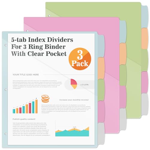 Jyusmile Ringbuch-Trennblätter mit 5 Registerkarten und Vordertasche, Index-Trennblätter für 3-Ringordner, Pastellfarben, Kunststoff-Trennblätter mit 3 Stanzlöchern, 15 Stück, für Schule und Büro, 3 Jyusmile Ringbuch-Trennblätter mit 5 Registerkarten und Vordertasche, Index-Trennblätter für 3-Ringordner, Pastellfarben, Kunststoff-Trennblätter mit 3 Stanzlöchern, 15 Stück, für Schule und Büro, 3 von Jyusmile