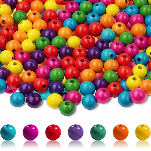 Jyvex 1200 Stück Holzperlen Bunt, 8mm Bunte Holzperlen zum Auffädeln, Natürliche Runde Holz Bunte Perlen für DIY Schmuck Herstellung, Dekorationen, Halskette(Mit Perlennadeln) von Jyvex